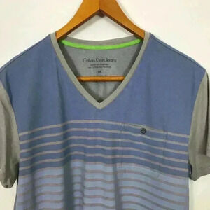 Calvin Klein Jeans Men Medium Blue Gray Shirt
